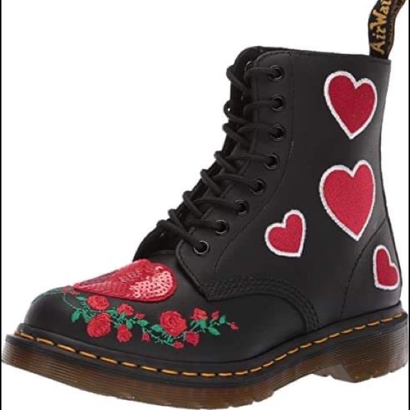 Dr. Martens 1460 Pascal Sequin Hearts Boots - Picture 4 of 12
